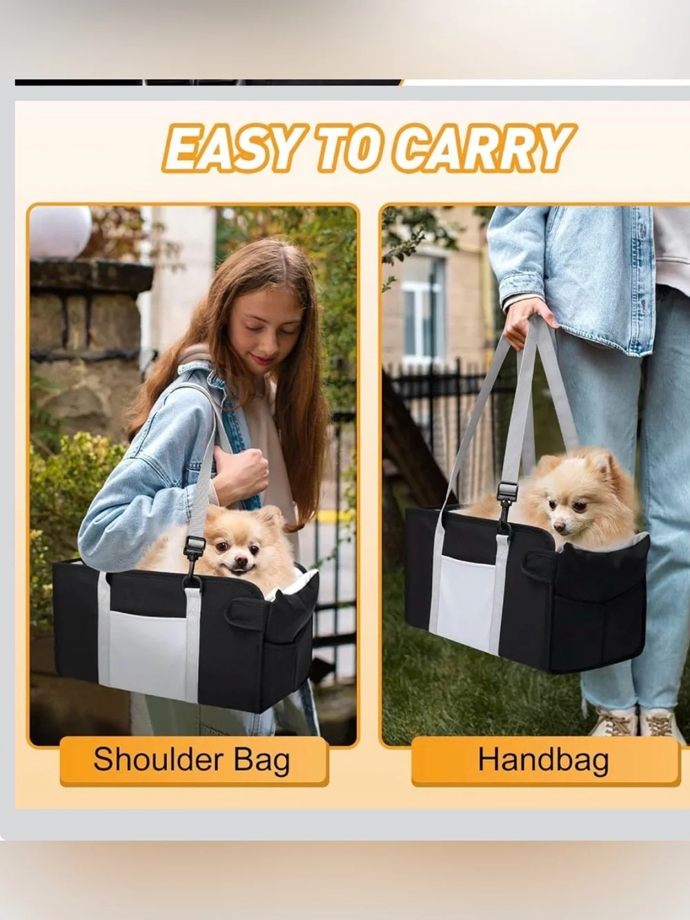 NWOT Portable Dog Car Seat for Small Dogs - Pet Booster Seat with Safety Leash